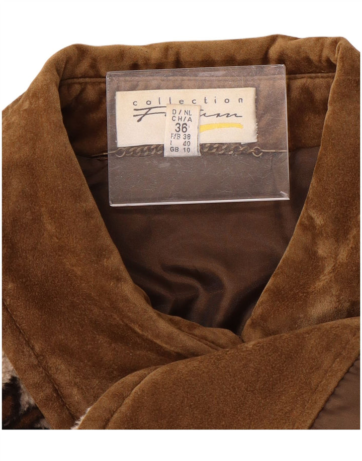 VINTAGE Dame Oversized Windbreaker Coat UK 10 Small Beige Fair Isle