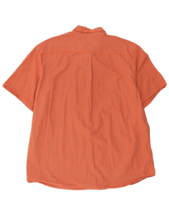 EDDIE BAUER Kortærmet herreskjorte XL Orange ternet bomuld