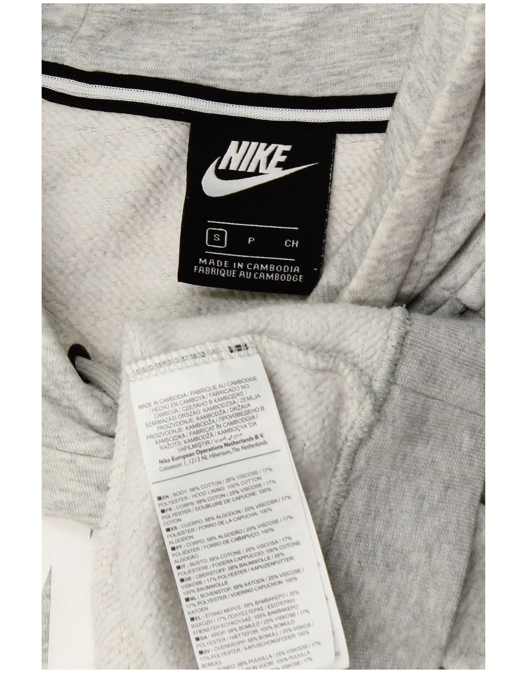 NIKE Womens Oversized Graphic Hoodie Jumper UK 10 Small Grey Flecked