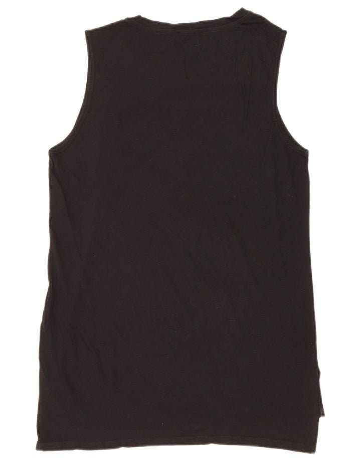 Benetton Dame Grafisk Vest Top UK 14 Medium Black Butterfly