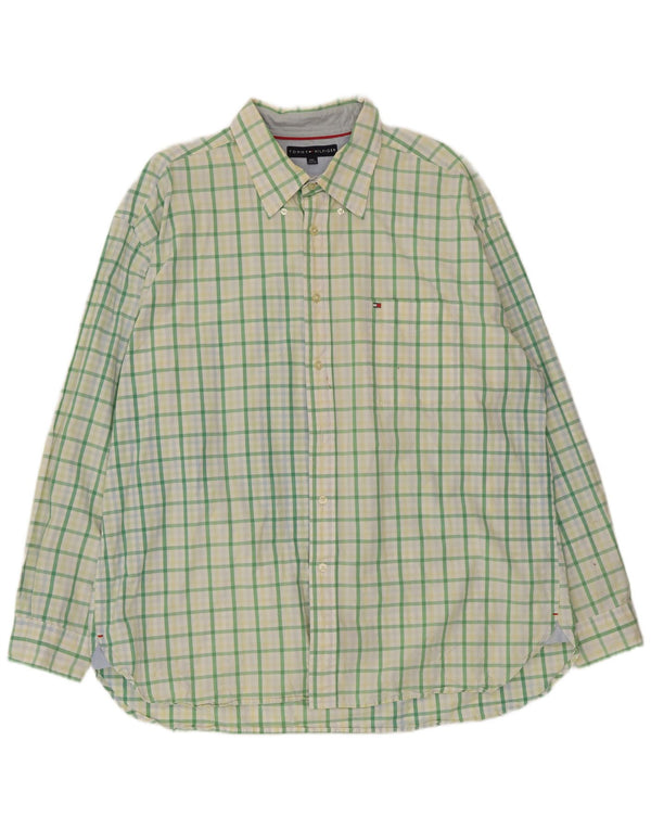 Tommy Hilfiger herreskjorte 2XL grøn ternet bomuld