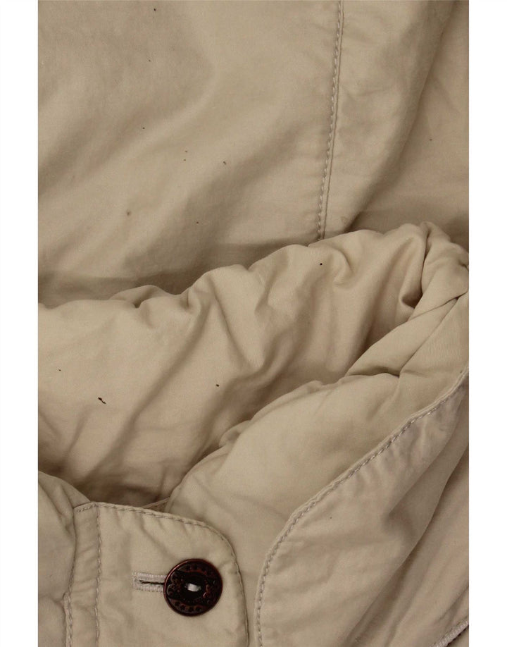 Vintage Dame Hætte Oversized Windbreaker Coat EU 44 XL Beige Polyamid