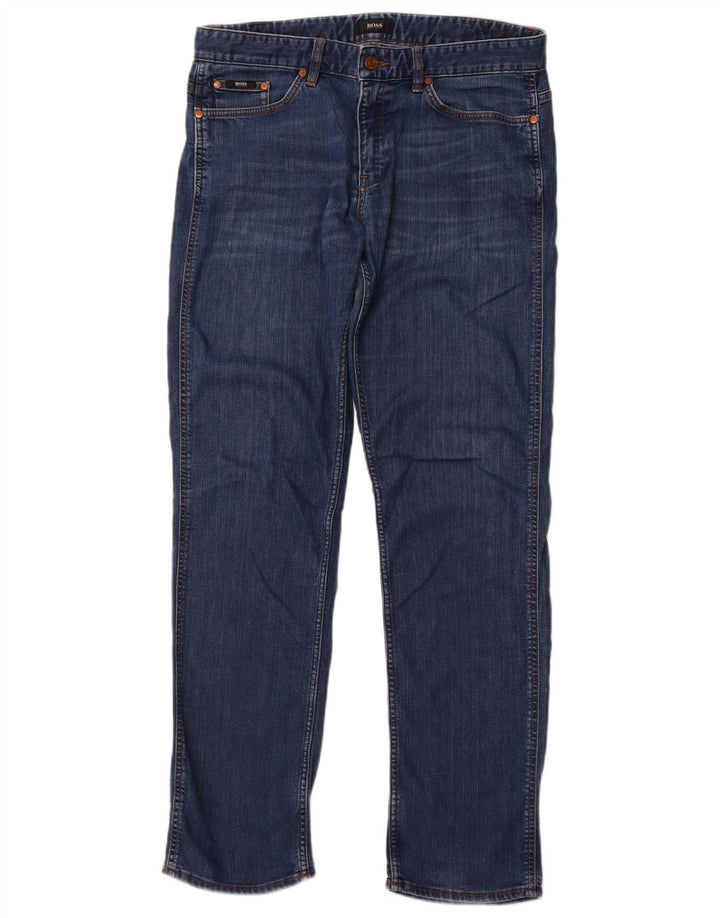 HUGO BOSS Dame Slim Jeans W33 L32 Blå Bomuld