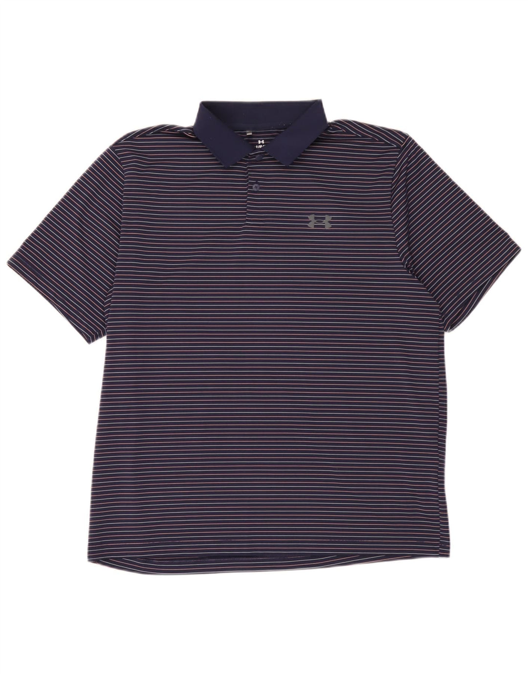 Under Armour Herre Polo Shirt Large Navy Blue Pinstripe Polyester