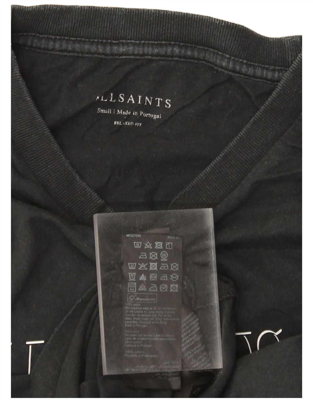 All Saints Herre Relaxed Fit Grafisk T-Shirt Top Lille Sort Bomuld