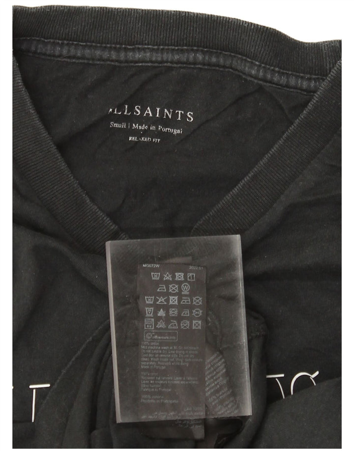 All Saints Herre Relaxed Fit Grafisk T-Shirt Top Lille Sort Bomuld