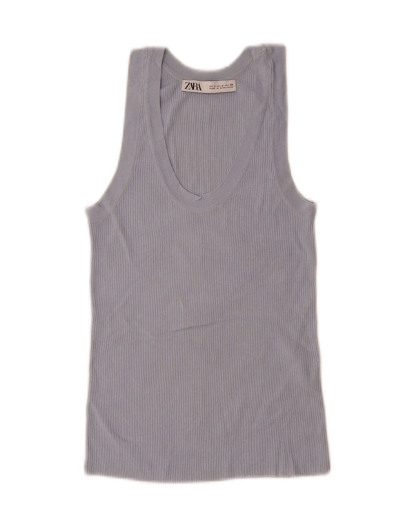 Zara Damevest Top UK 10 Small Blue Viscose