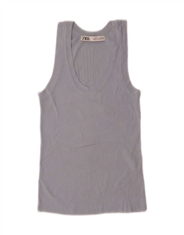 Zara Damevest Top UK 10 Small Blue Viscose
