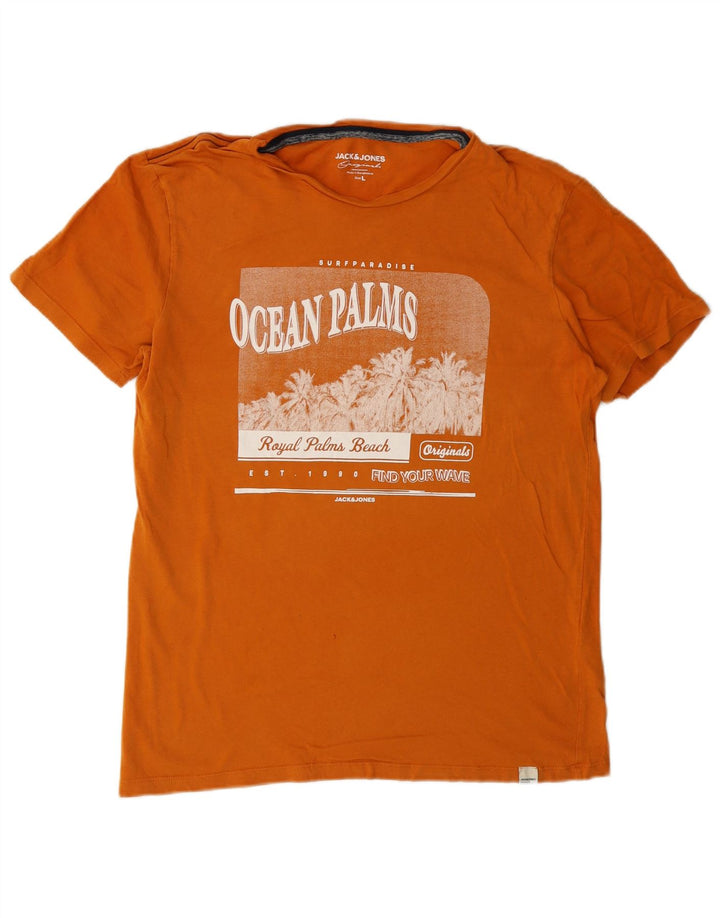 Jack & Jones Herre grafisk T-shirt Top Stor Orange Bomuld