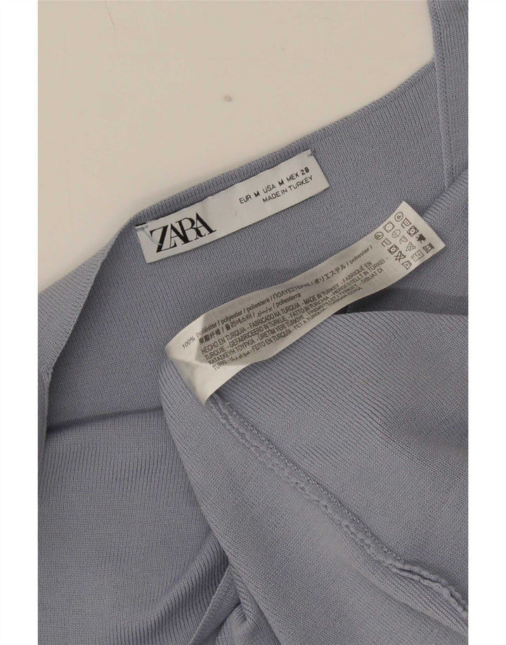 Zara Dame Sleeveless Slip Dress UK 12 Medium Blue Polyester