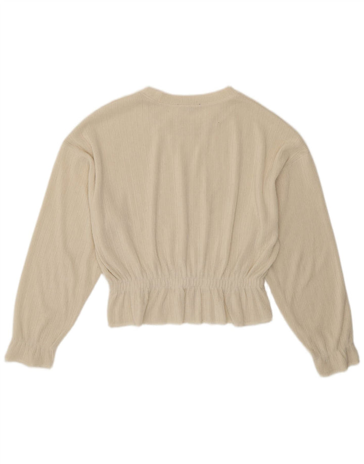 Zara Dame Boat Neck Jumper Sweater UK 14 Medium Off White