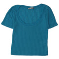 Zara Womens Crop T-Shirt Top UK 8 Small Blue Viscose