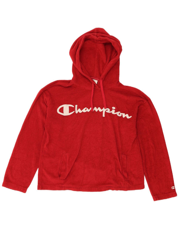 Champion Dame grafisk fleecetrøje med hætte UK 14 Medium Rød Polyester