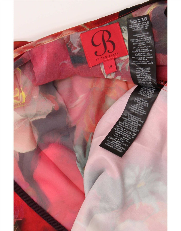 Ted Baker Damebluse Top UK 14 Large Red Floral Polyester