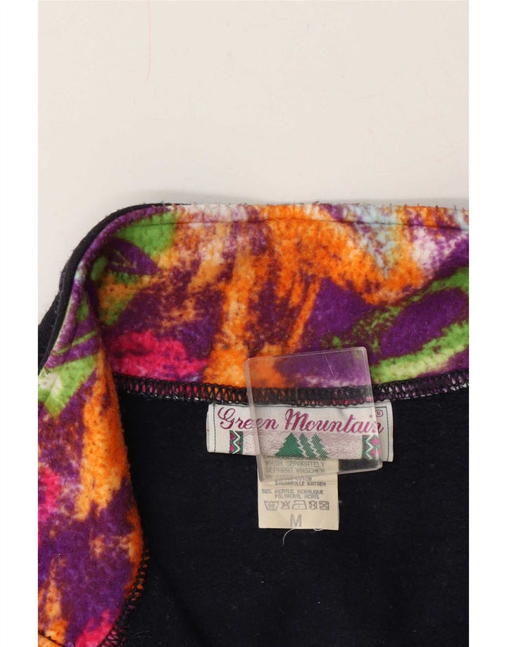 Vintage Herre grafisk sweatshirt Jumper Medium Navy Blue Colourblock