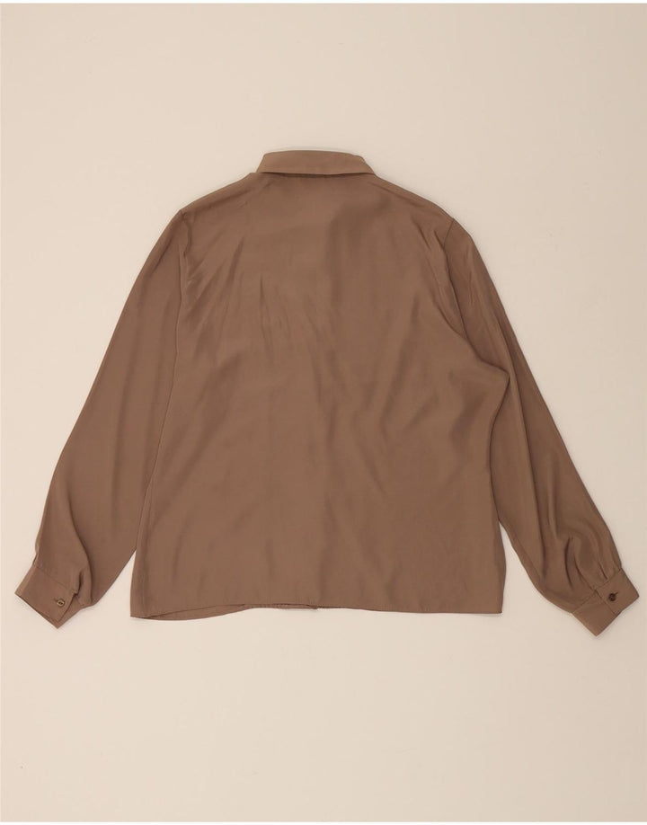 VINTAGE Womens Oversized Shirt Blouse UK 10 Small Beige Polyester Vintage Vintage and Second-Hand Vintage from Messina Hembry 