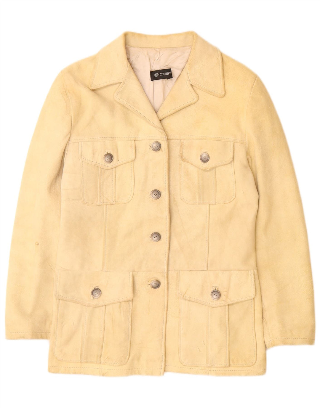 Vintage dame ruskindsjakke UK 12 Medium Beige Læder