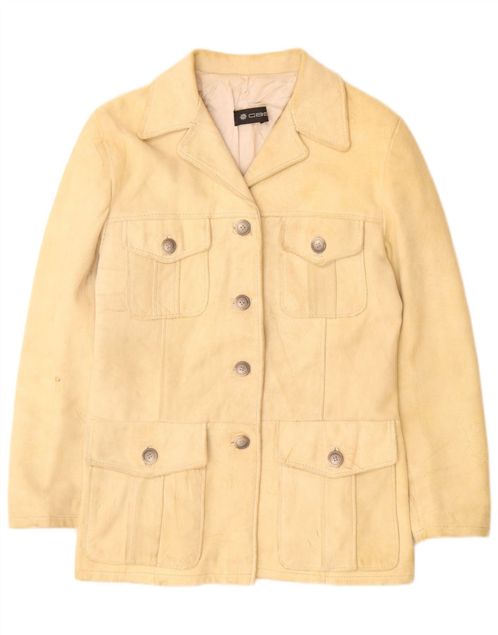 Vintage dame ruskindsjakke UK 12 Medium Beige Læder