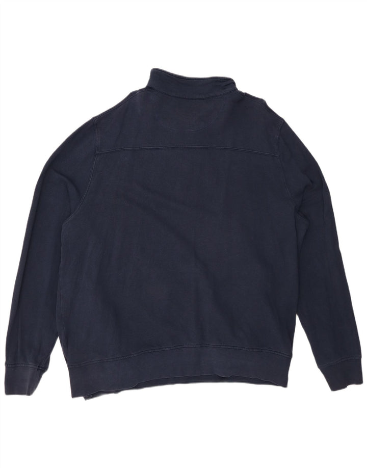 HVID TING Herre Polo Neck Sweatshirt Jumper 2XL Navy Blue Bomuld
