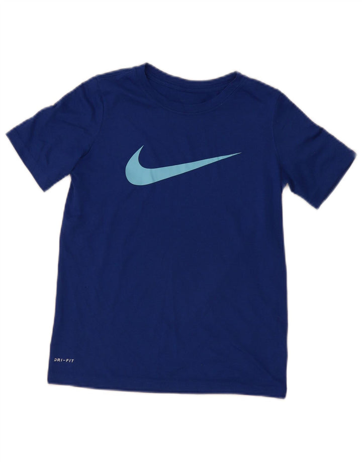 Nike Boys Dri Fit grafisk T-shirt top 9-10 år blå polyester