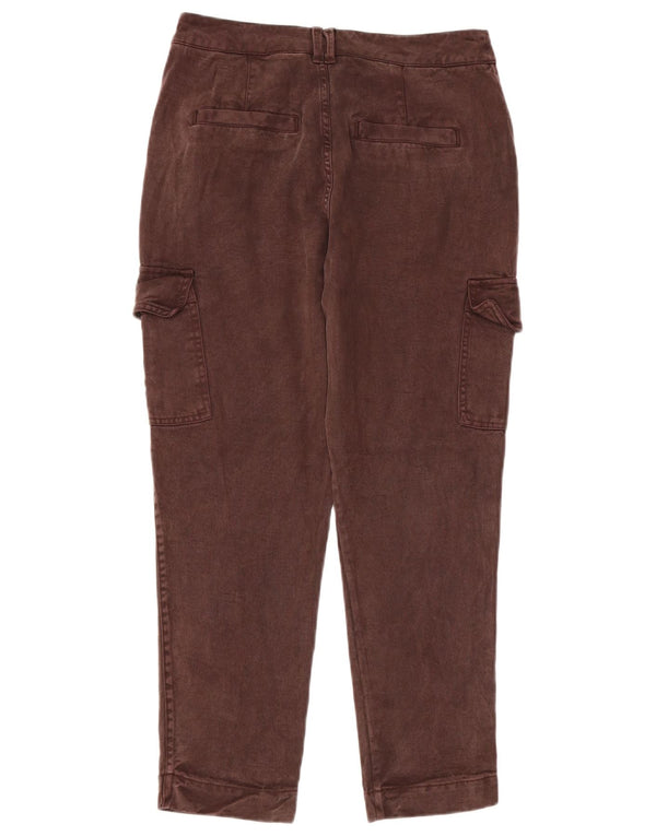 Fat Face Womens Slim Cargo Trousers UK 10 Small W30 L28 Brown Lyocell