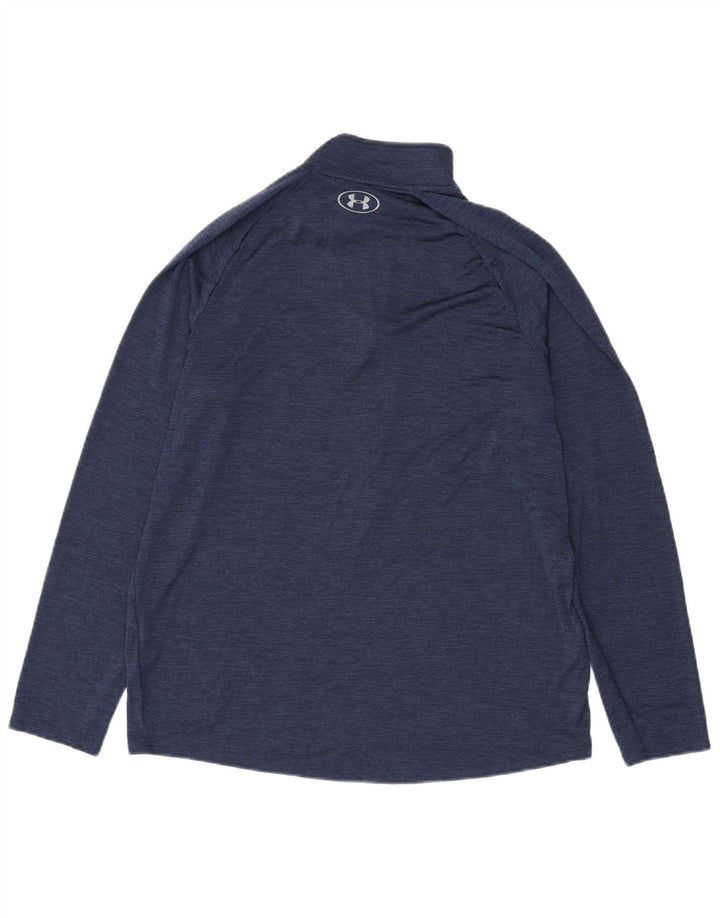 Under Armour Herre Heat Gear Zip Neck Pullover Træningsdragt Top Large Navy Blue