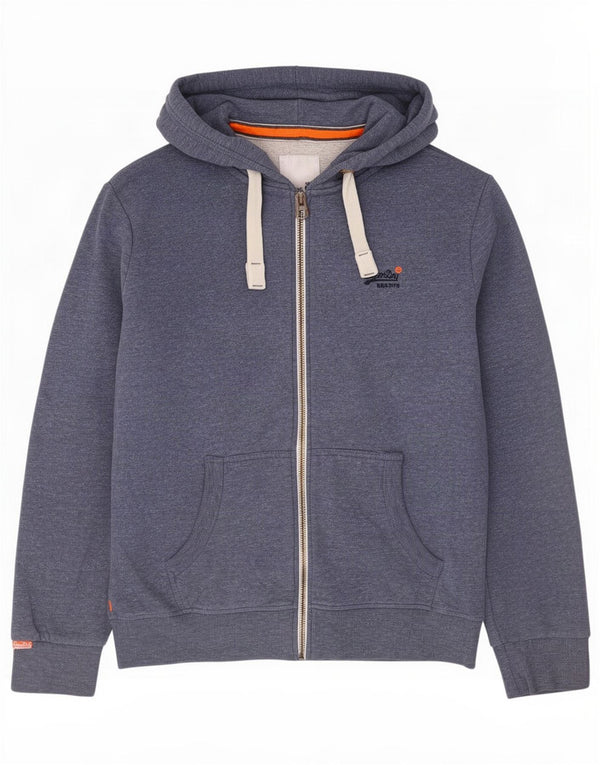 Superdry Mens Zip Hoodie Sweater 3XL Blue Cotton