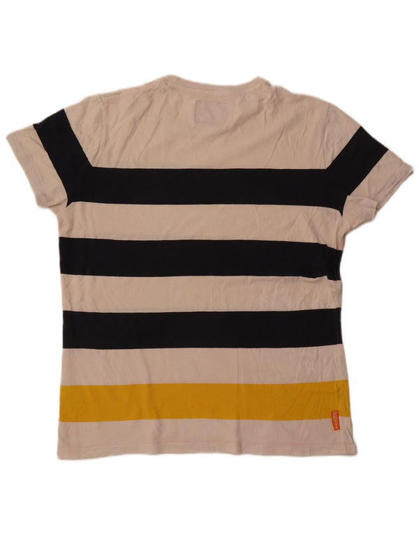 Superdry T-shirt top til mænd 2XL råhvid stribet bomuld