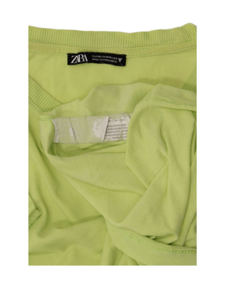 Zara T-Shirt Top UK 12 Medium Gul Bomuld
