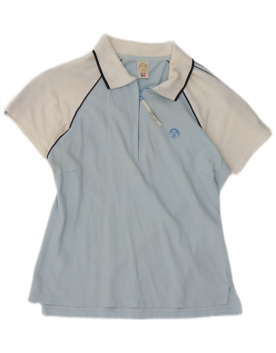 NORTH SAILS Dame poloshirt med lynlås DK 12 Medium Blue Colourblock