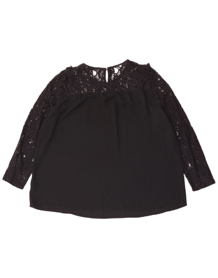 Marks & Spencer Dame Langærmet Oversized Bluse Top UK 16 Large Black