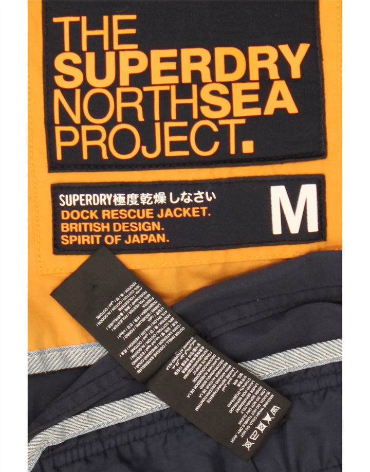 Superdry Windbreaker-jakke med hætte til mænd UK 38 Medium Navy Blue Colourblock