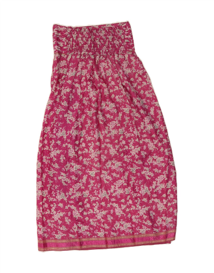 VINTAGE Womens Maxi Skirt W28 Medium Pink Floral Vintage Vintage and Second-Hand Vintage from Messina Hembry 