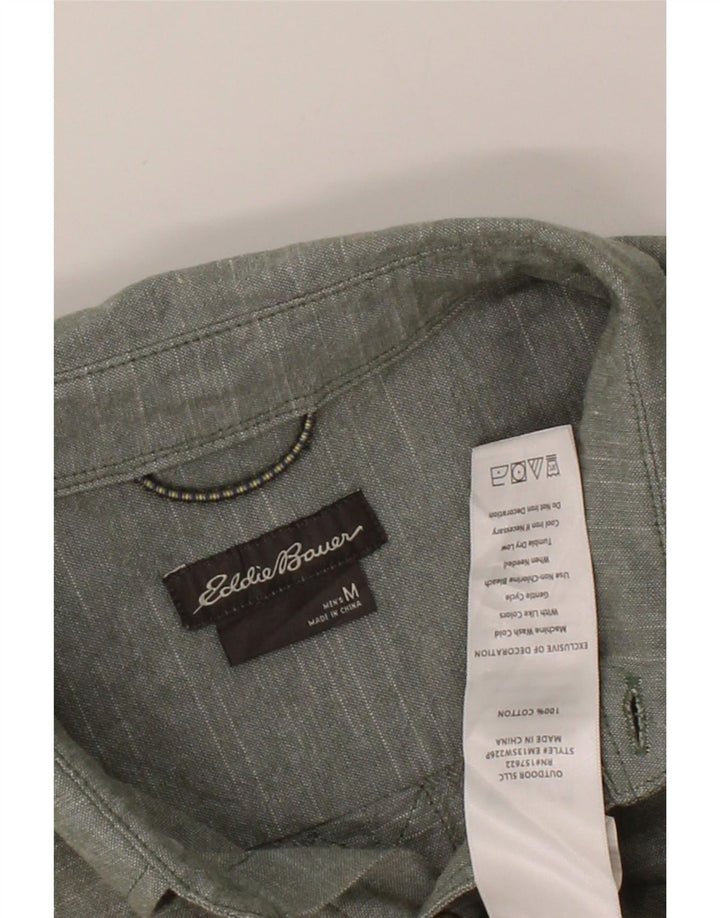 EDDIE BAUER Mens Short Sleeve Shirt Medium Grey Flecked Cotton Vintage Eddie Bauer and Second-Hand Eddie Bauer from Messina Hembry 
