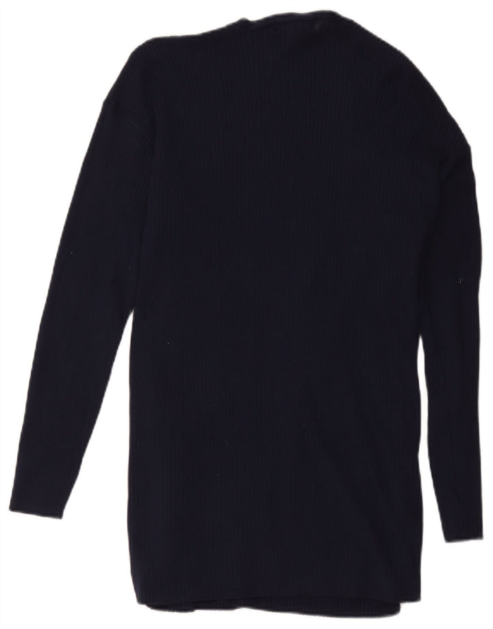 Marks & Spencer Dame Longline Cardigan Sweater UK 14 Medium Navy Blue Cla