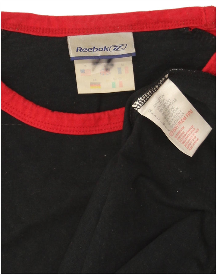 Reebok Herre T-Shirt Top Lille Sort Colourblock Bomuld