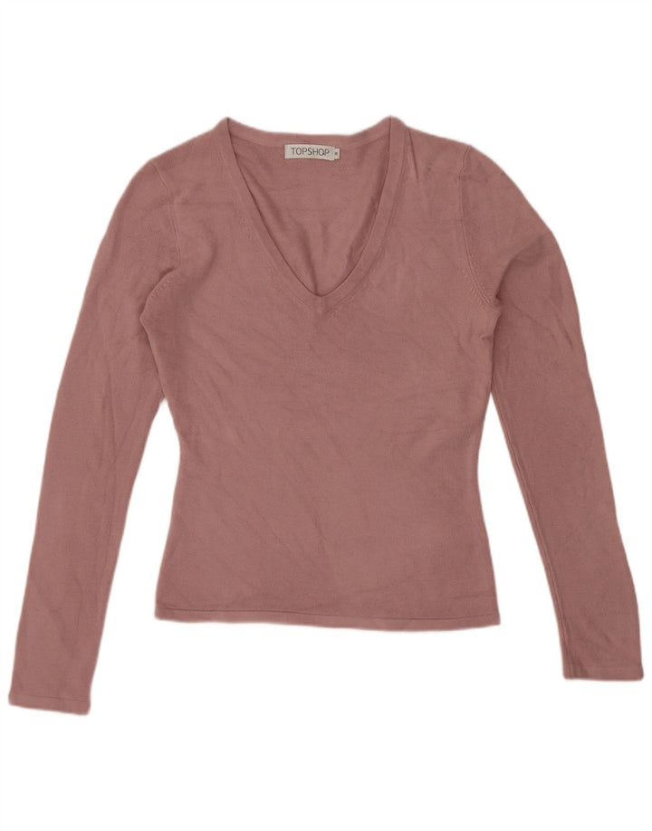 Topshop Dame Top Langærmet UK 8 Lille Pink Akryl