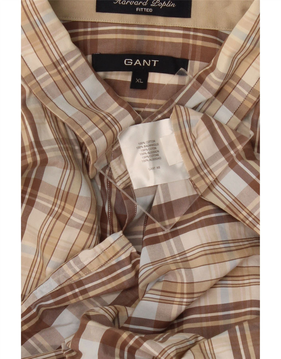 GANT Herre Fitted Military Shirt XL Beige ternet bomuld