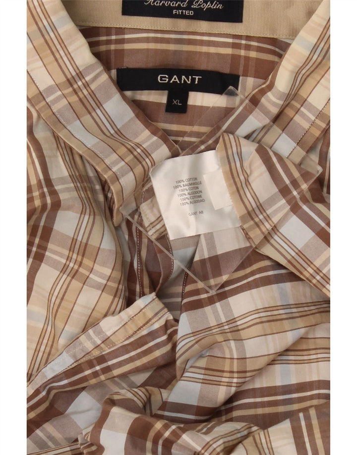 GANT Herre Fitted Military Shirt XL Beige ternet bomuld
