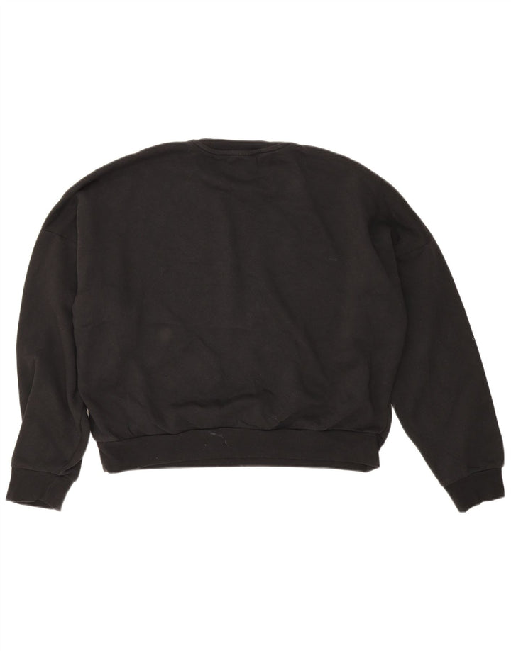 Adidas Dame Crop Oversized Sweatshirt Jumper UK 12/14 Medium Sort Bomuld