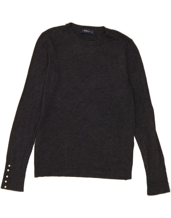 ZARA Womens Crew Neck Jumper Sweater UK 14  Medium Grey Vintage Zara and Second-Hand Zara from Messina Hembry 
