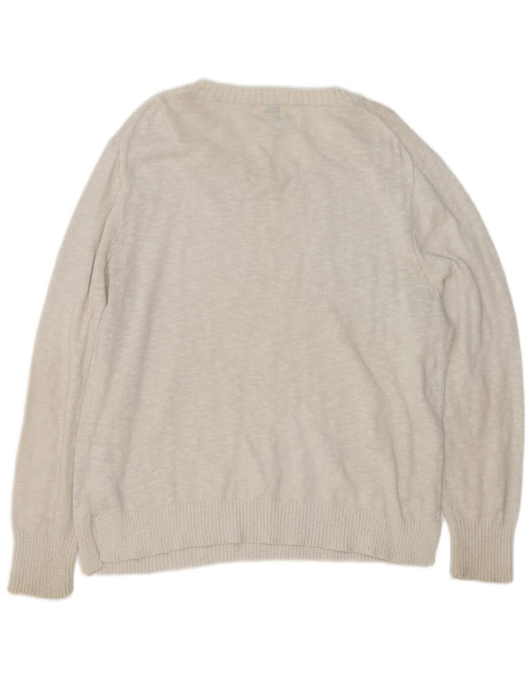 J. Crew Womens Boat Neck Jumper Sweater UK 18 XL White Flecked Cotton