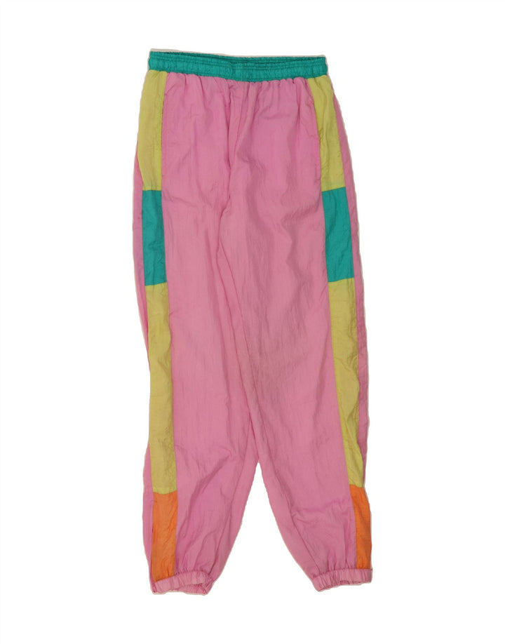VINTAGE Womens Oversized fuld træningsdragt UK 14 Medium Pink Colourblock