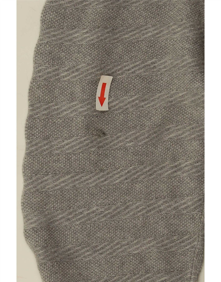 Massimo Dutti Herre Button Neck Jumper Sweater XL Grå Stribet Bomuld