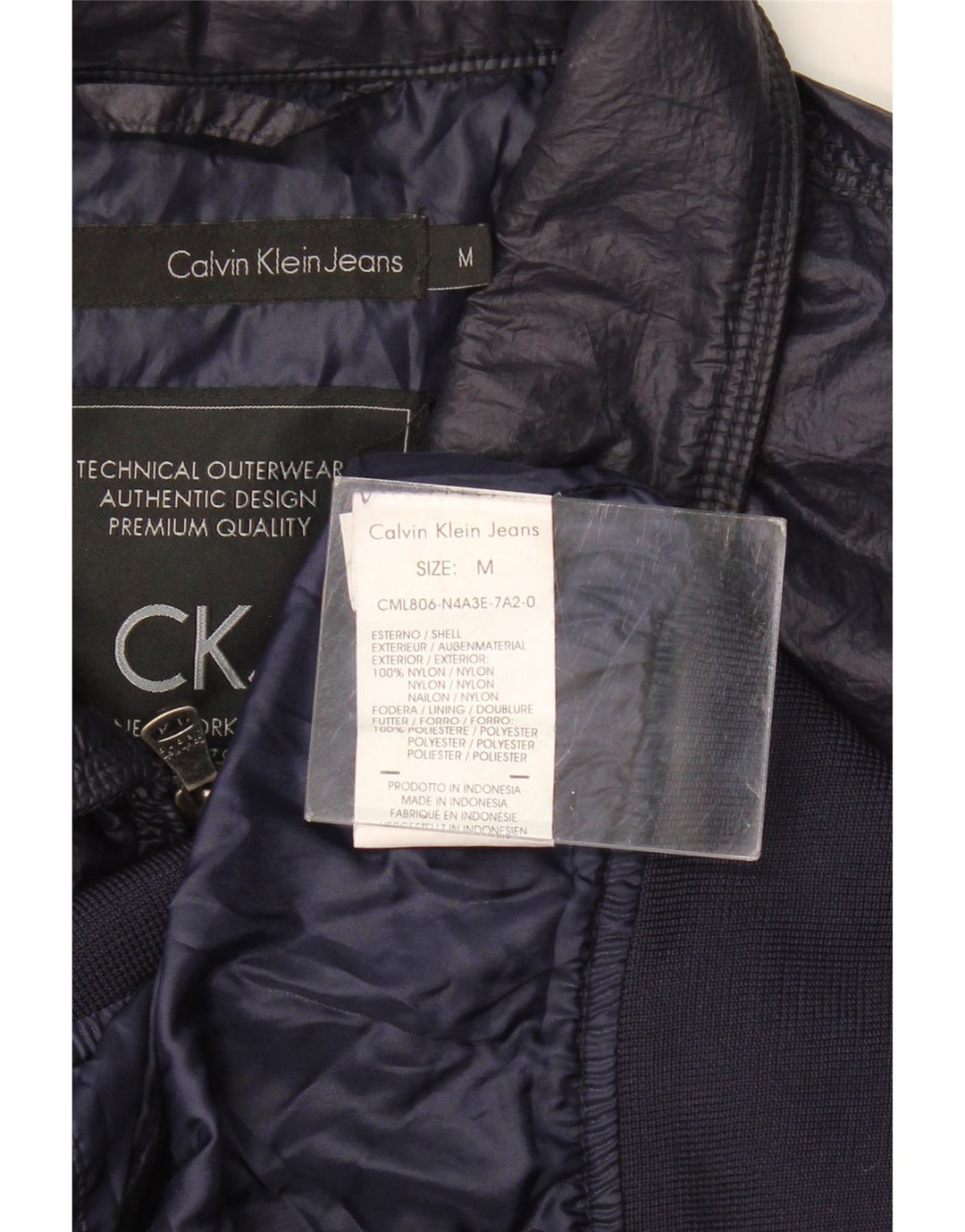 CALVIN KLEIN JEANS Bomberjakke til mænd UK 38 Medium Navy Blue Nylon