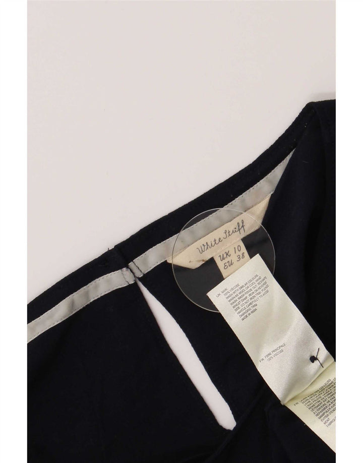 White Stuff Dame 3/4 ærmet bluse Top UK 10 Small Navy Blue Spotted