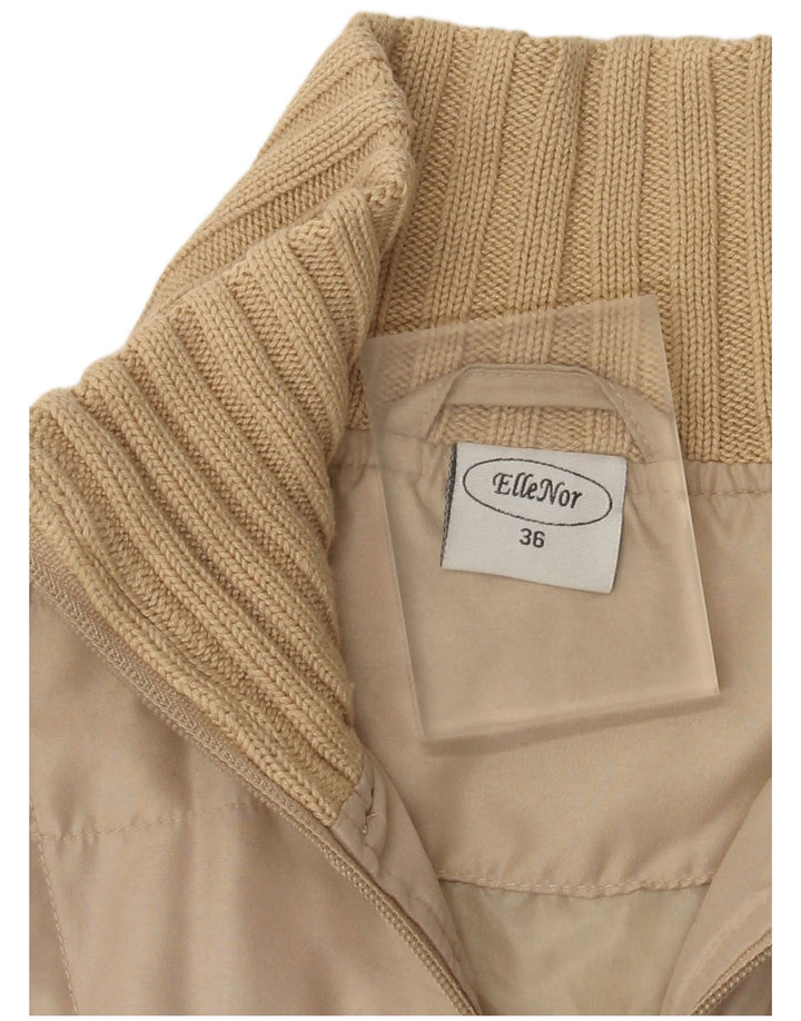 Vintage bomberjakke til kvinder EU 36 lille beige polyester