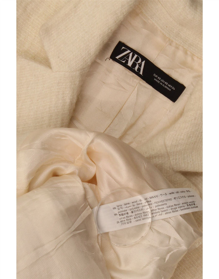 Zara Dame Overfrakke UK 6 XS Off White Uld