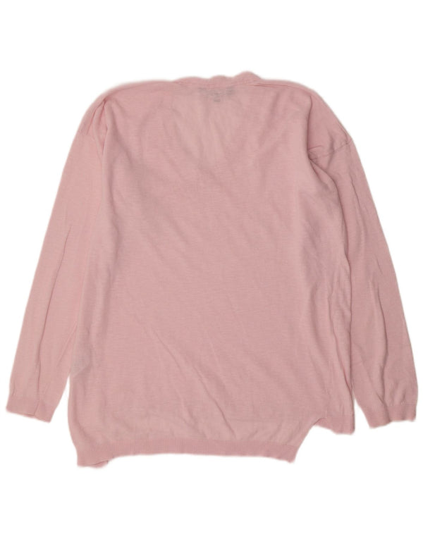 Besætningstøj Dame V-hals sweater UK 14 Stor Pink Bomuld