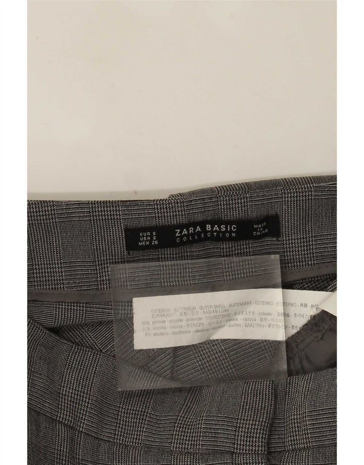 Zara Slim Suit Bukser Small W26 L27 Grå ternet polyester